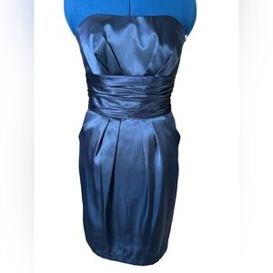 David’s Bridal Satin navy strapless dress size 6